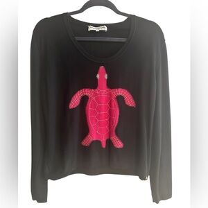 Sonia Rykiel Scoop Neck Pink Turtle Sweater Women's 42 Large Novelty Sea Animal